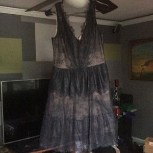 Black lace and beige dress